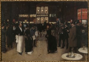 Boulevard Montmartre v noci, před divadlem Théâtre des Variétés, asi 1885 (olej na plátně) od Jean Beraud