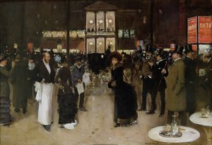 Boulevard Montmartre v noci, před Théâtre des Variétés, cca 1885. od Jean Beraud