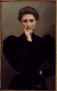 Meditace Zamyšlená mladá žena oblečená v módě Belle Epoque. Obraz Jeana Berauda od Jean Beraud