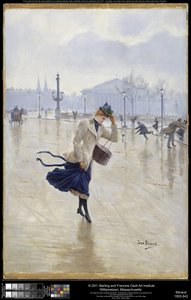 Větrný den, Place de la Concorde, kolem roku 1890 od Jean Beraud