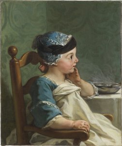 Chlapec ve vysoké židli - Chlapec v dětské židličce, autor Restout, Jean-Bernard (1732-1797). olej na plátně od Jean Bernard Restout