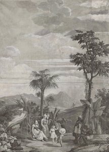 Dětský tanec, tapetový panel ze série "Paul et Virginie", od Dufour & Cie, kolem roku 1823