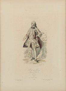 Pařížská móda: Vláda Ludvíka XV. (ručně kolorovaná rytina) od Jean Charles (1800 79) Pauquet