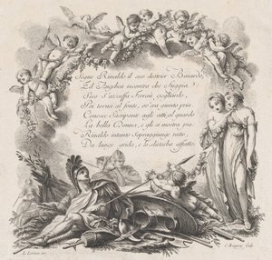 Viněta pro první zpěv Rolanda Furieuxe, 18. století. od Jean Charles Baquoy