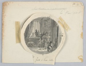 Design pro malovaný porcelánový talíř, ovoce ve švestkovém likéru pro Services des Objets de Dessert (Dezertní služba) od Jean Charles Develly