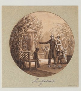 Návrh pro malovaný porcelánový talíř, Le Jasmin (Jasmín) ze služby Service de la Culture des Fleurs (Služba pěstování květin) od Jean Charles Develly