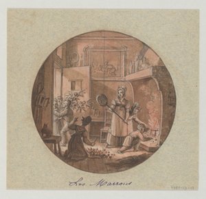 Návrh pro malovaný porcelánový talíř, Les Marrons (Kaštany) pro Service des Objets de Dessert (Dezertní služba) od Jean Charles Develly