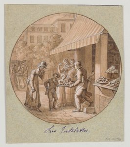 Design pro malovaný porcelánový talíř, Les Tartelettes (Malé dortíky) pro Service des Objets de Desserts (Dezertní služba) od Jean Charles Develly