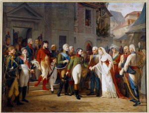 Napoleon I. (1769-1821) přijal královnu Lujzu Pruskou (1776 - 1810) v Tilsitu (Tilsitt) 6. července