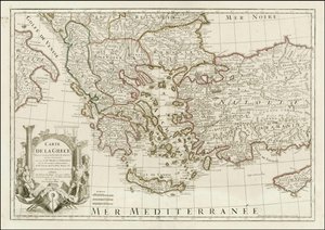 1780 mapa - Carte de la Grece Dressee sur un grand nombre de memoires anciens et nouveaux, Sur ceux de Mrs. Whele et Tournefort od Jean Claude Dezauche