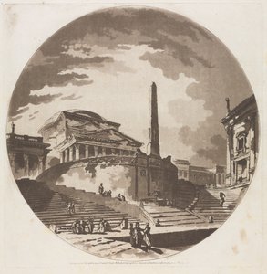 Pohled na rotundu se schody na Tibeře, 1766.