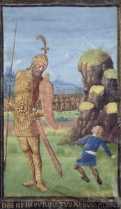 David a Goliáš, z Knihy hodin, kolem roku 1470