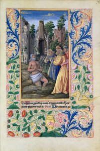 paní Lat. Q.v.I.126 Scéna křtu, z hodin Louis dOrleans, 1469 od Jean Colombe
