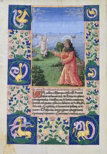 paní Lat. Q.v.I.126 f.94v Louis Orleans (1462-1515) modlící se před Kristem, z Knihy hodin Ludvíka dOrleans, 1469