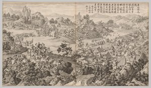 Bitva o Kulongkui: z Battle Scenes of the Quelling of Rebellions, c. 1765-1774.