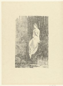 Polonahá žena sedící na nábřeží u stromu Melancholie Melancholie L
