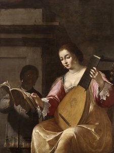 Žena hrající na loutnu, 1638