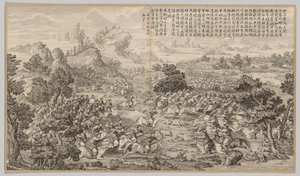 Vítězství u Heluo Heshi: z bitevních scén potlačení povstání..., c. 1765-1774. od Jean Denis Attiret