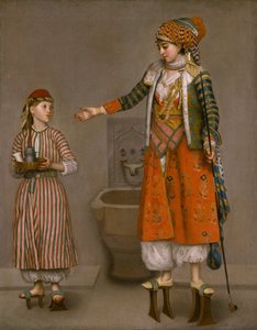 Dáma v tureckých šatech a její sluha od Jean Étienne Liotard