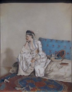 Zamyšlená dáma na pohovce od Jean Étienne Liotard