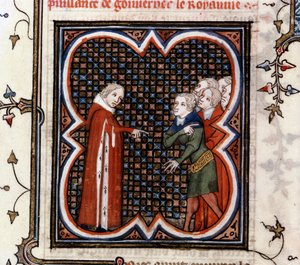 Etienne Marcel, prevot pařížských obchodníků, řekl francouzský král Jan II. Dobrý (1319-1364), aby respektoval „Grande Ordonance“ z roku 1357, a vyčítal mu jeho chování, v „The Great Chronicles of France“ od Jeana Fouquet (1420-1481), c. 1460 od Jean Fouquet