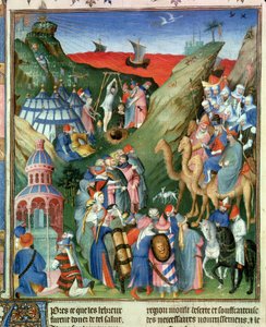 Fr 247 f.49 Tome 1 Hebrejci na poušti, ilustrace z "Antiquites Judaiques", asi 1470 od Jean Fouquet