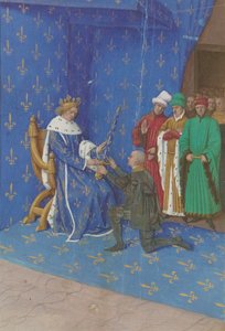 Jean Fouquet - Předání meče Bertrandu Duguesclinovi - iluminace (15. století) od Jean Fouquet