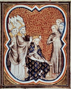 Le corre du roi Louis VI dit le Gros (1081-1137) Miniatura převzatá z „Les grandes Chronicles de France“ “od Jeana Fouqueta (1420-1481) Paříž 15. století, B.N. od Jean Fouquet