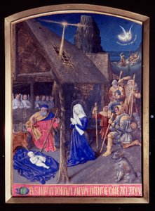 Miniatura Dny Madony: Narození a klanění pastýřů v „Les Hours d