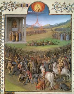 Ms Fr 247 f.70 Bitva Hebrejů proti Kananejcům a trest Koracha a rebelů, ilustrace z 