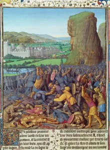 Ms Fr 247 fol.110 Vítězství Izraelitů nad Pelištejci, ilustrace z 