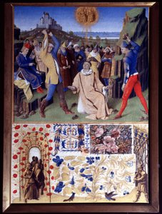 Umučení svatého Štěpána ukamenováním Miniatura převzatá z „Knihy hodin Etienna Chevaliera“ od Jeana Fouqueta (1420-1477/1481) od Jean Fouquet
