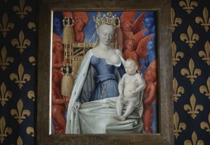 pohled na obraz Madony obklopené serafíny a cherubíny na zámku Loches, Francie (foto) od Jean Fouquet