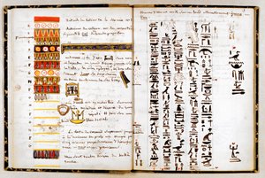 Hieroglyfy v zápisníku Jean-Francoise Champolliona, c1806-1832