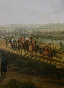 Napoleon Bonaparte (1769-1821) Návštěva tábora v Boulogne v červenci 1804, detail Napoleona a flotily, 1806 od Jean-Francois Hue