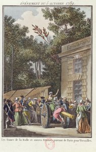 Ženy z Les Halles pochodují do Versailles, 5. října 1789 od Jean Francois Janinet
