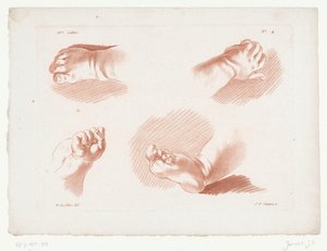 Dvě dětské ruce a nohy Kompozice s částmi lidského těla (název série) Xe Cahier de Principles du dessin d