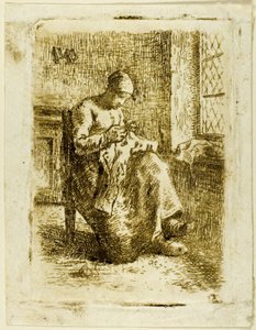 Žena šití od Jean-Francois Millet