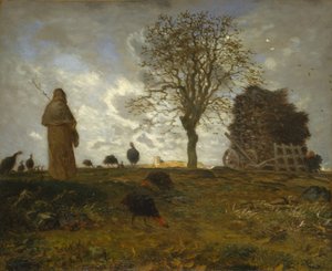 Herbstlandschaft mit einer Herde Truthähne von Jean Francois Millet
