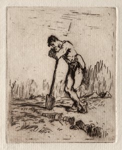 Muž opřený o rýč. od Jean Francois Millet