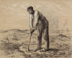Muž s motykou, kolem 1860-62 od Jean Francois Millet