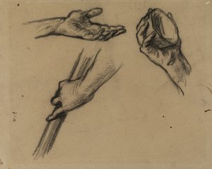 Studie rukou (uhl na papíře) od Jean Francois Millet