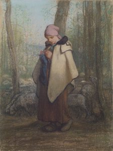 Pastýřka pletení od Jean-Francois Millet