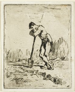 Muž opřený o jeho rýč od Jean-Francois Millet