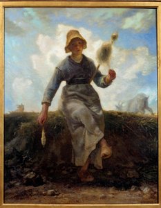 Přadlena, Auvergneský pastevec koz. Obraz Jeana Francoise Milleta (1814-1875) od Jean Francois Millet