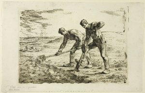 Dva muži kopání od Jean-Francois Millet