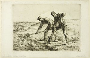 Dva muži kopání od Jean-Francois Millet