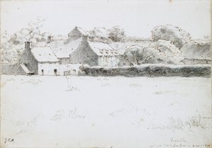 Pohled na hospodářské budovy přes pole, 6. srpna 1871 od Jean Francois Millet
