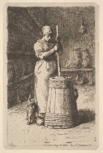 Žena stloukala máslo, 1855-56. od Jean Francois Millet