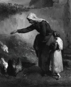 Žena krmící kuřata, 184648. od Jean Francois Millet
